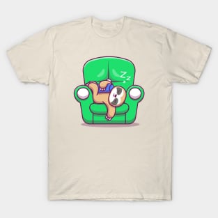 Cute Sloth Sleeping On Couch T-Shirt